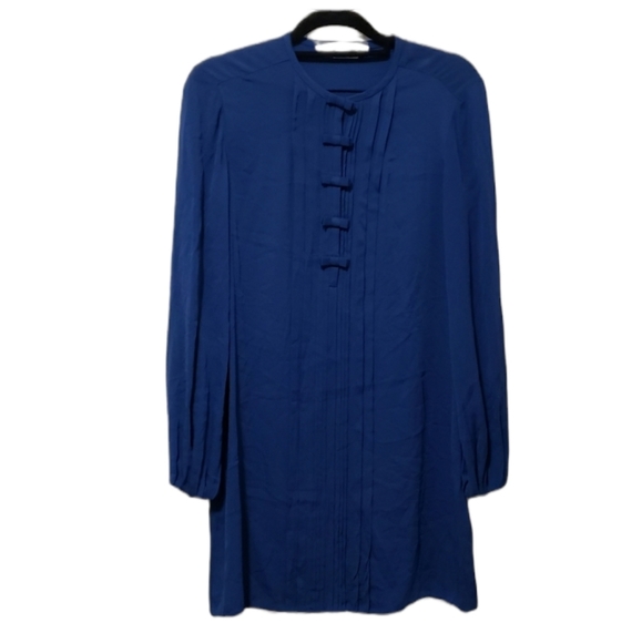 Diane Von Furstenberg Blue "Novalee" Bow Silk Dress. - Picture 1 of 8